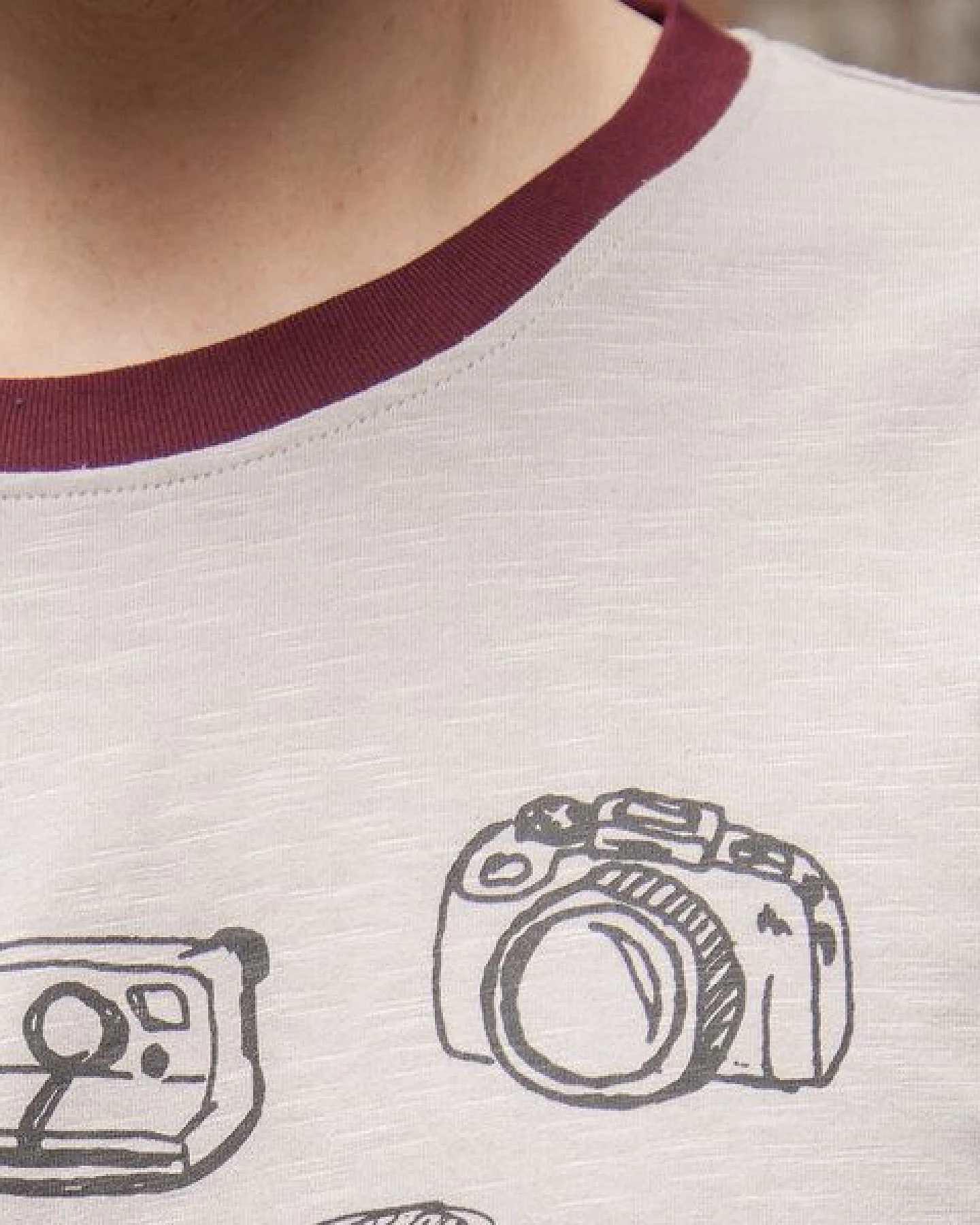 Fotokameras/Photo Camera - päfjes Ringer Unisex T-Shirt - Fair gehandelt aus Baumwolle Slub - Bio - taupe – Ansicht 4