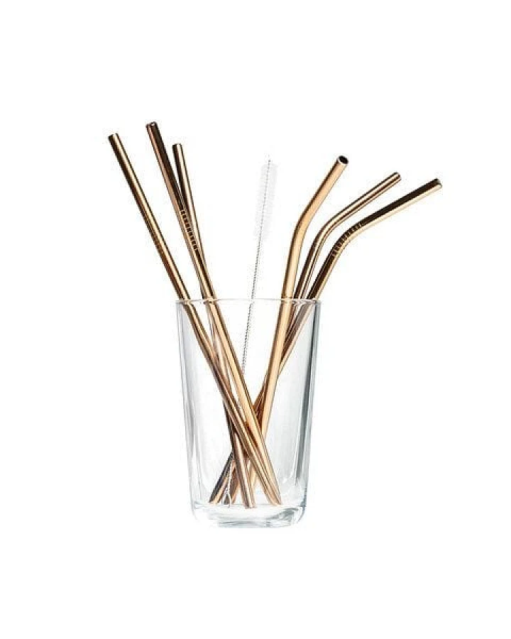 TRANQUILLO Strohhalm 6er Set aus Glas oder Metall