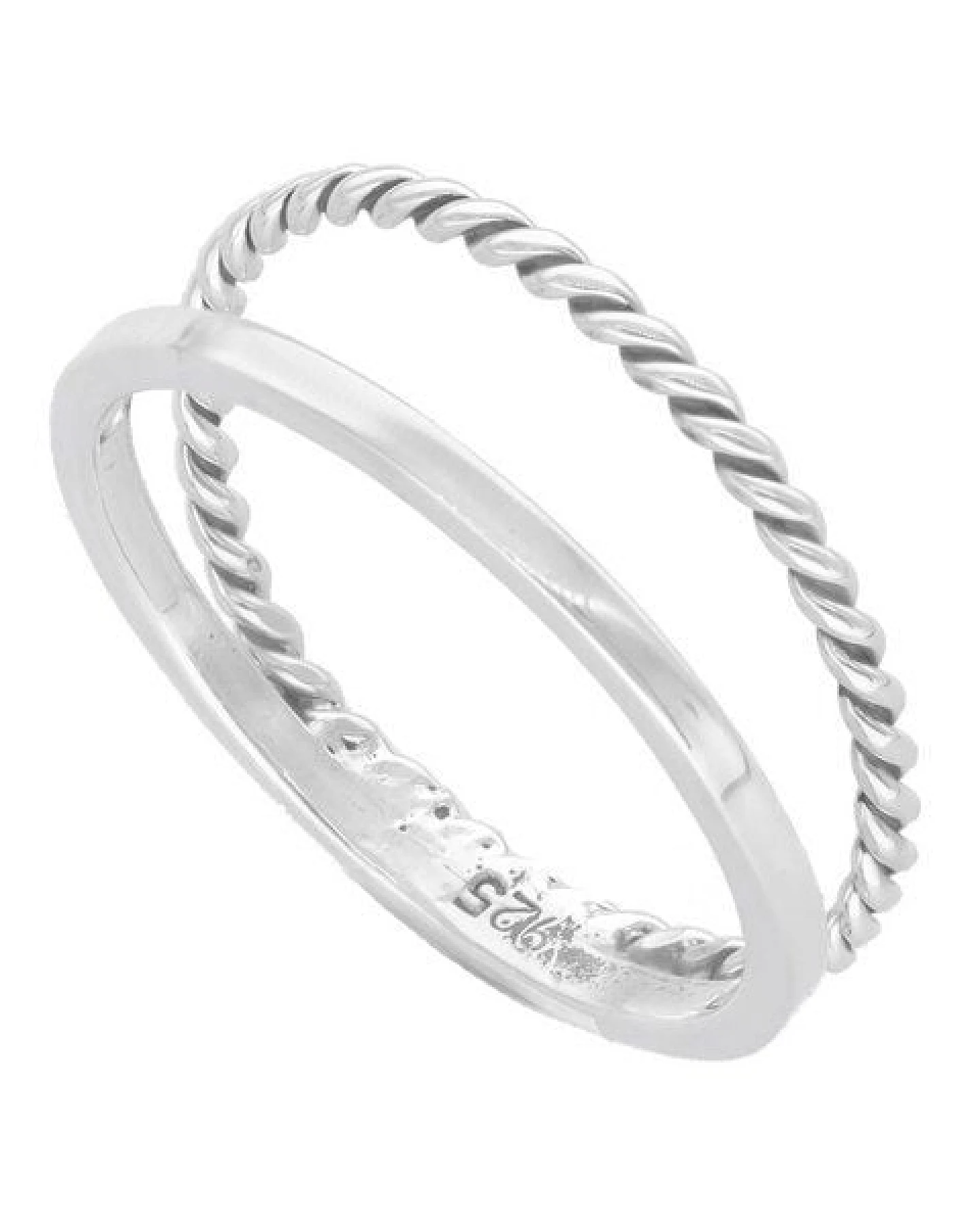 pakilia Silber Ring Kordel doppel gedreht Fair-Trade und handmade Große US 7 – Ansicht 2