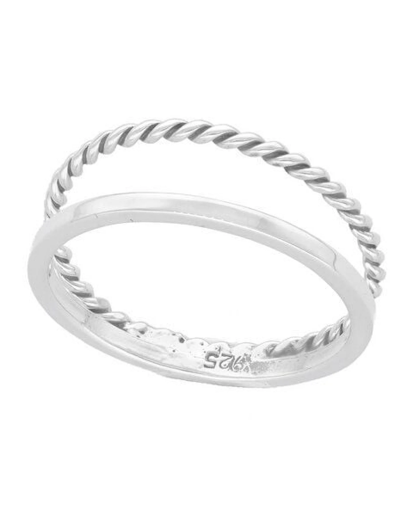 pakilia Silber Ring Kordel doppel gedreht Fair-Trade und handmade Große US 7 – Ansicht 3