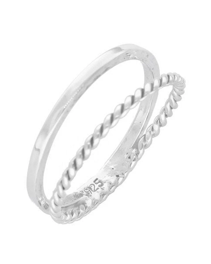 pakilia Silber Ring Kordel doppel gedreht Fair-Trade und handmade Große US 7