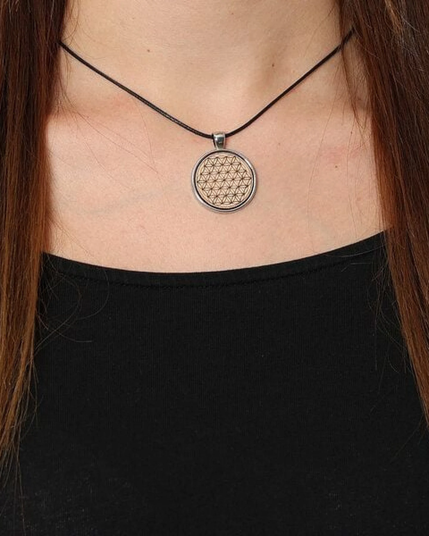 Schmuckfach Holzanhänger mit Kette, Edelstahl oder Baumwolle, viele Motive – Ansicht 3
