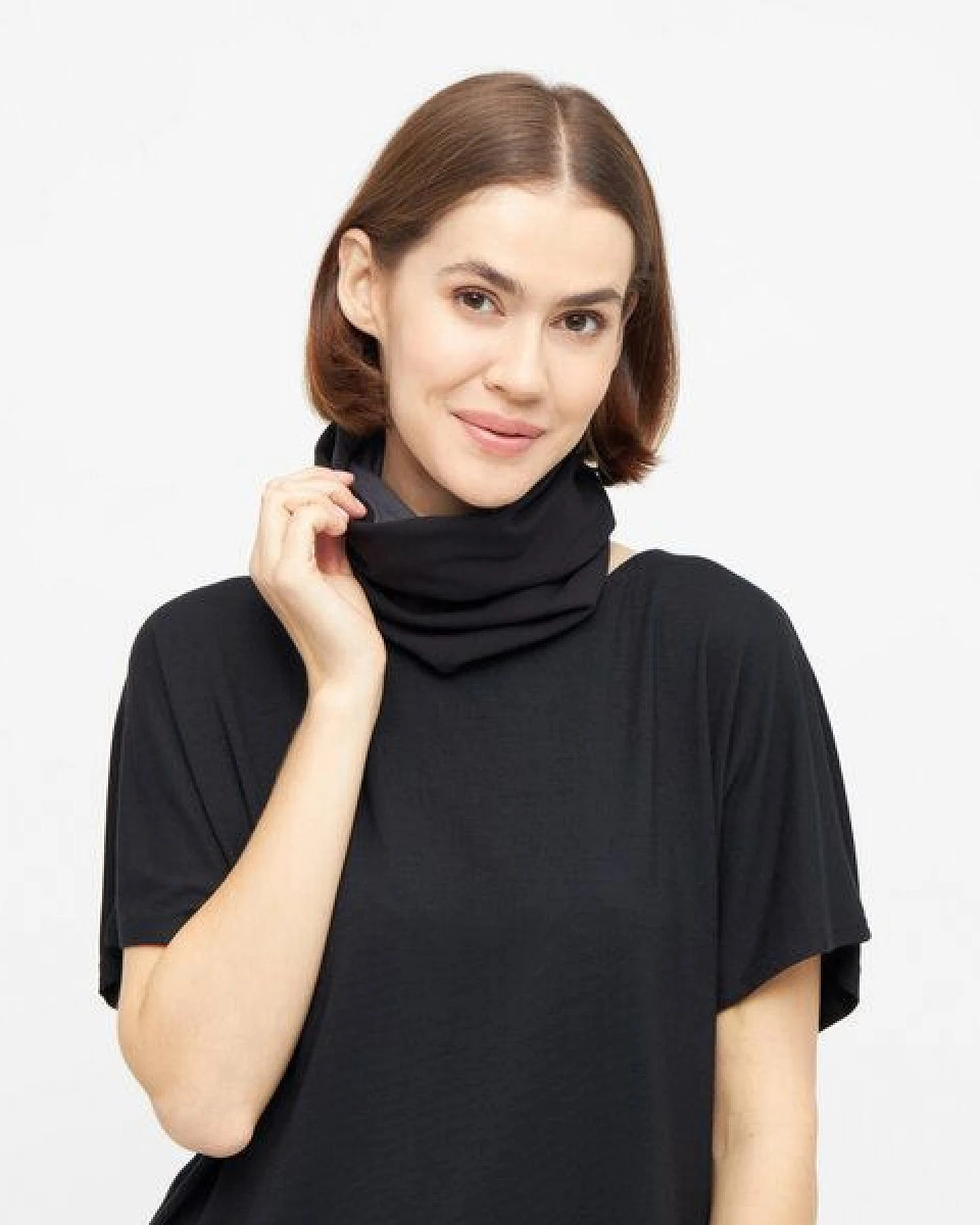 WiDDA berlin Schlauchschal in Grau/Schwarz doppellagig aus Bio-Baumwoll Jersey – Ansicht 2