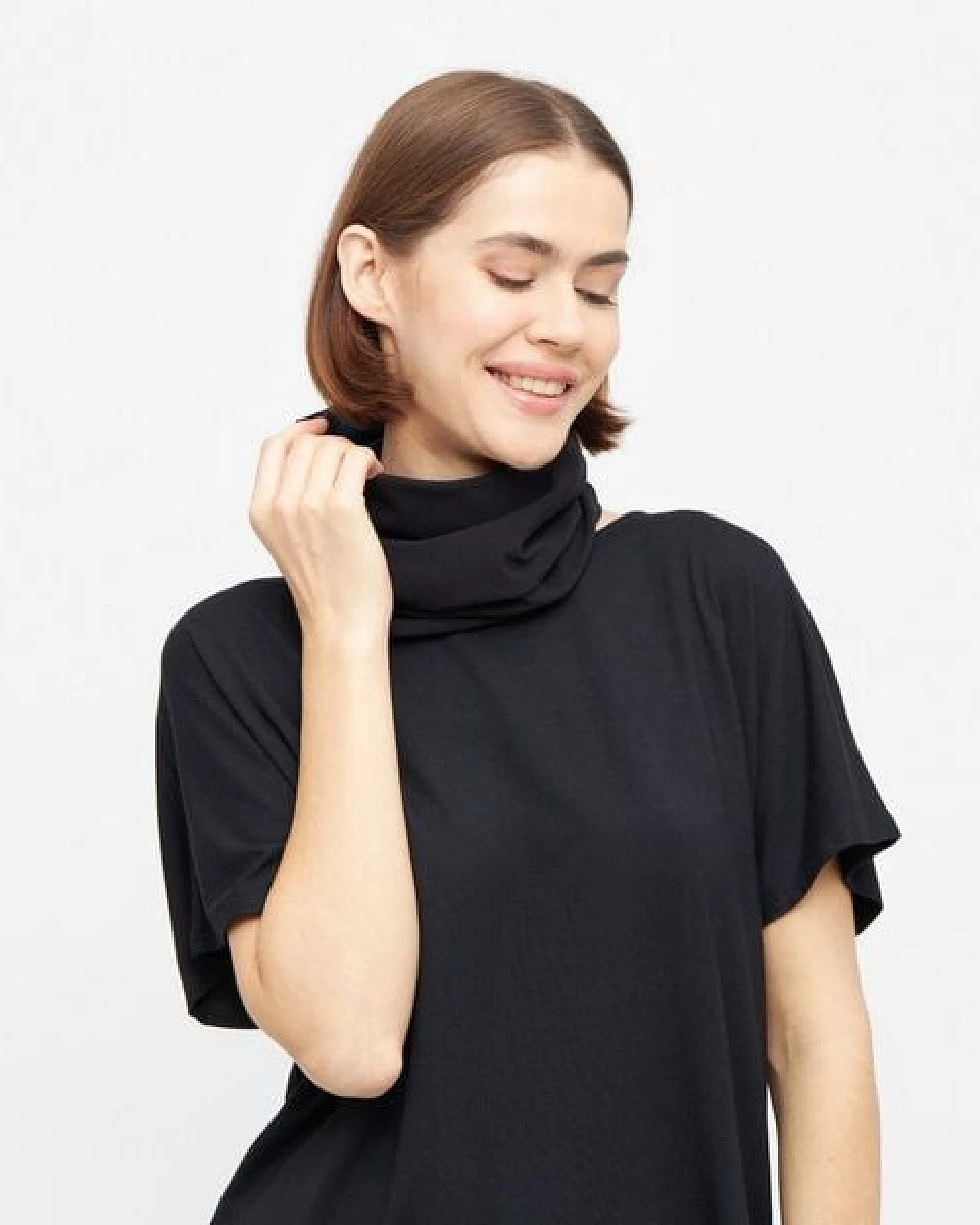 WiDDA berlin Schlauchschal in Grau/Schwarz doppellagig aus Bio-Baumwoll Jersey – Ansicht 3