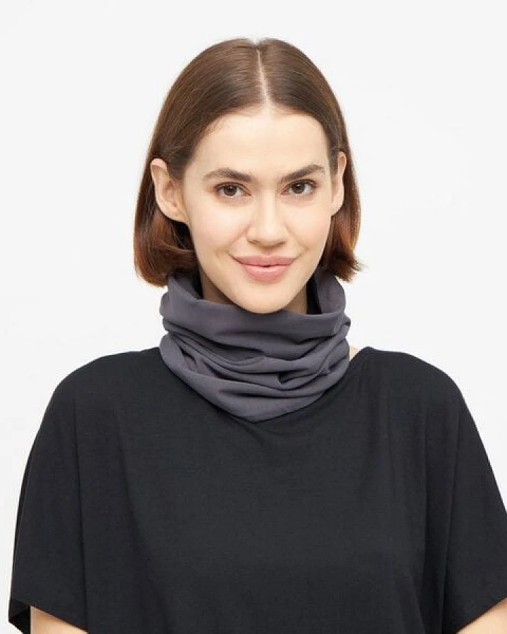 WiDDA berlin Schlauchschal in Grau/Schwarz doppellagig aus Bio-Baumwoll Jersey