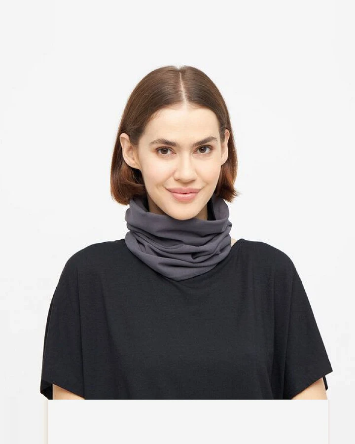 WiDDA berlin Schlauchschal in Grau/Schwarz doppellagig aus Bio-Baumwoll Jersey