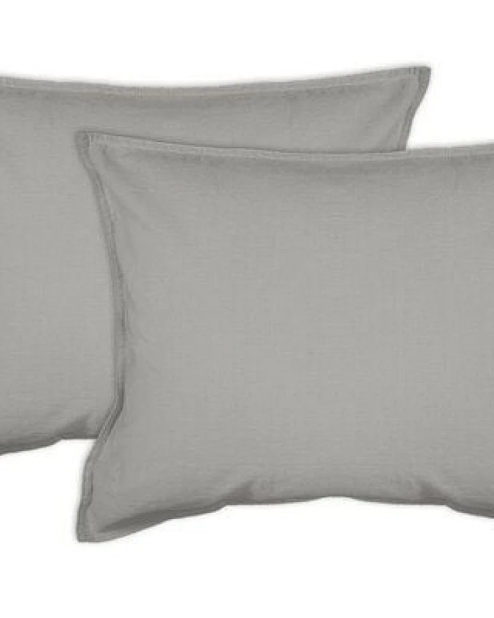 jilda-tex 2er Pack Kissenbezug in Stone-Washed Optik 100% Bio-Baumwolle Uni Made in Green 45x45cm 50x50cm