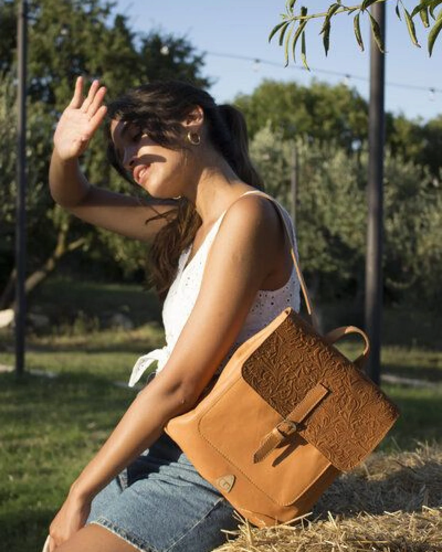 Ritagli di G Damen Handgefertigter Rucksack Modell ELY Leder (mittelgroß) 100% Made in Italy – Ansicht 2