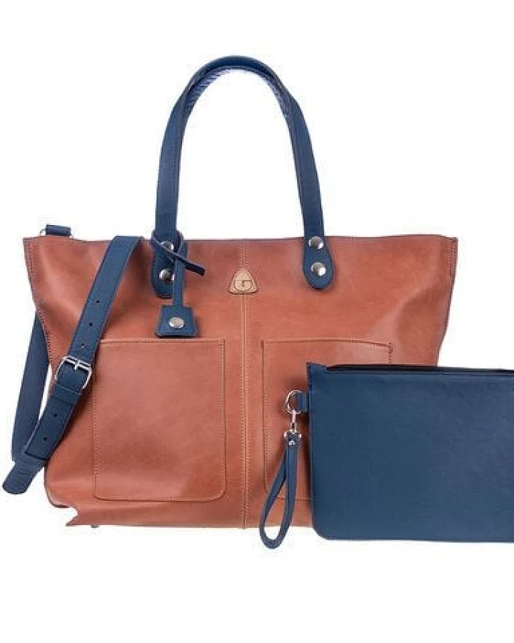 Ritagli di G Damen Große Einkaufstasche LORY Leder 100% Made In Italy - Hellbraun