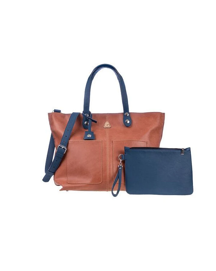 Ritagli di G Damen Große Einkaufstasche LORY Leder 100% Made In Italy - Hellbraun