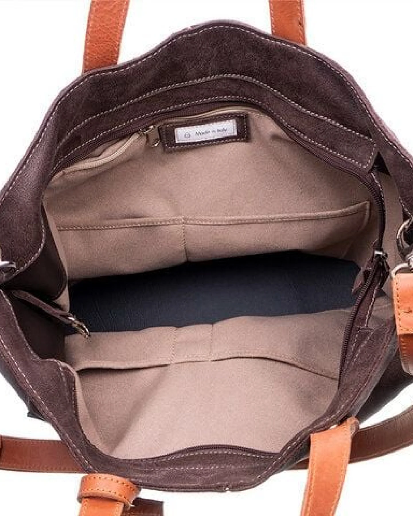 Ritagli di G Damen Große Einkaufstasche LORY Leder 100% Made In Italy - Dunkelbraun – Ansicht 4