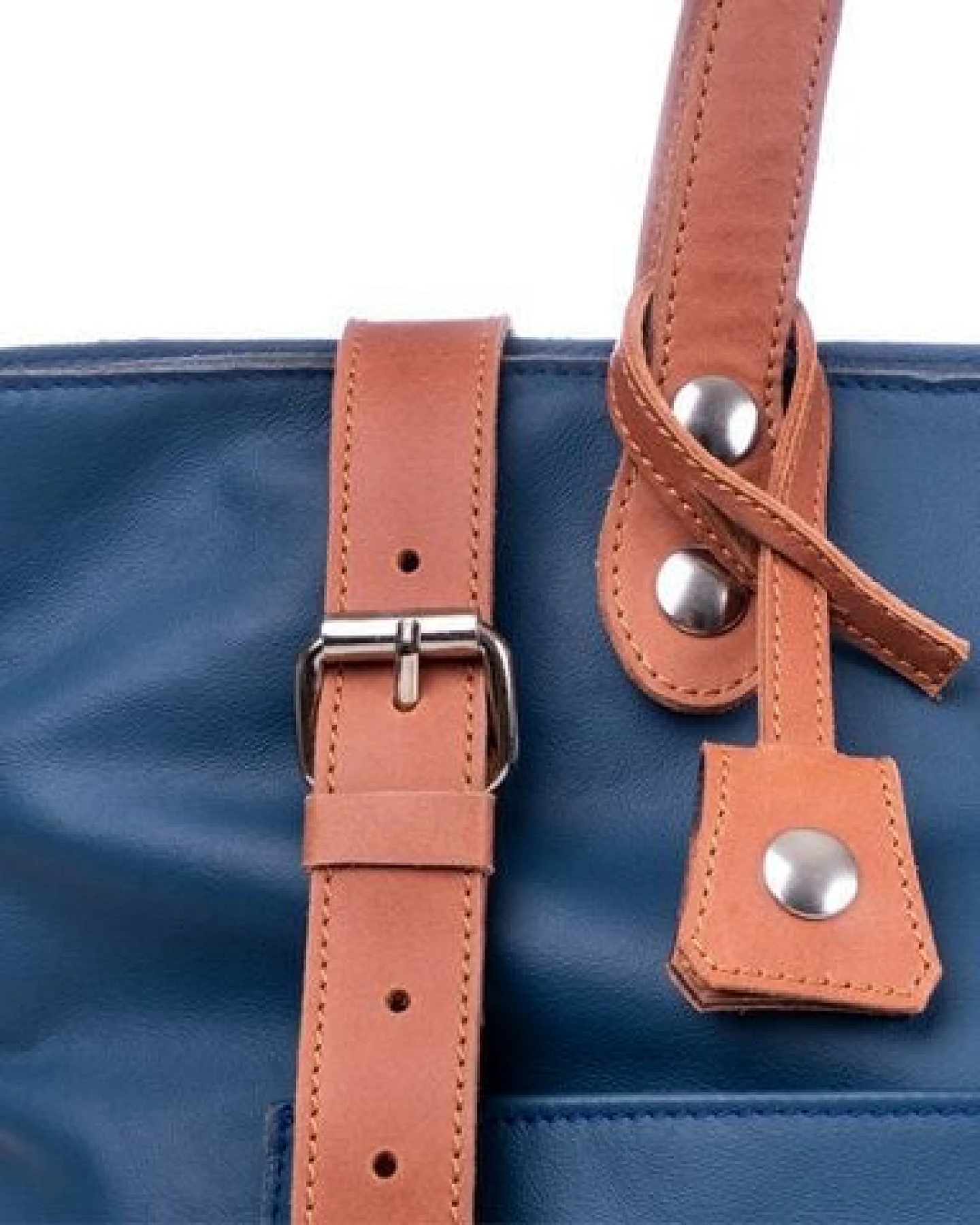 Ritagli di G Damen Große Einkaufstasche LORY Leder 100% Made In Italy - Blau – Ansicht 4