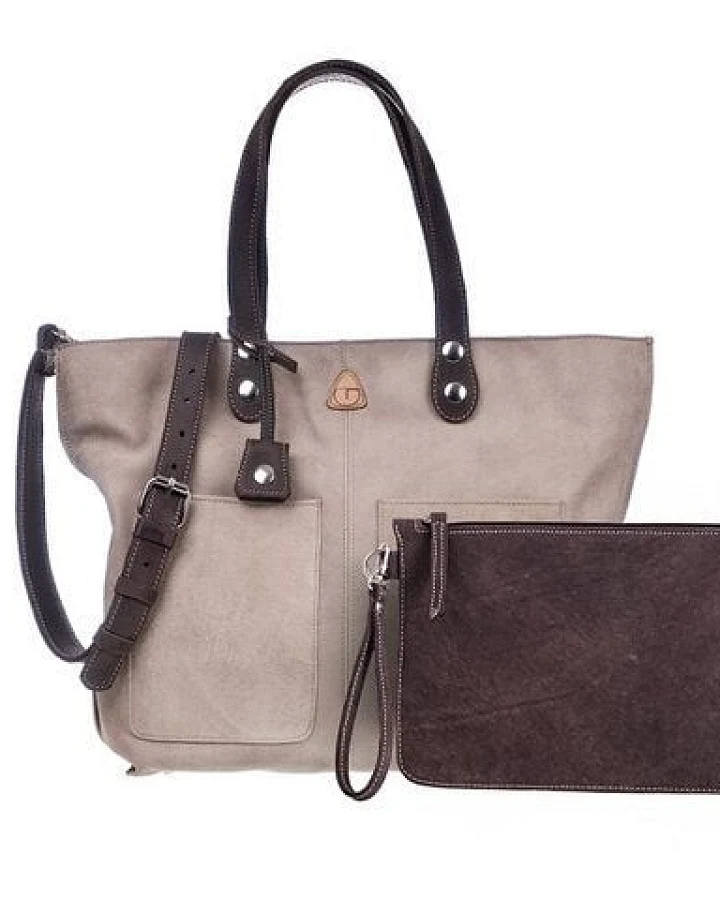 Ritagli di G Damen Große Einkaufstasche LORY Leder 100% Made In Italy - Creme