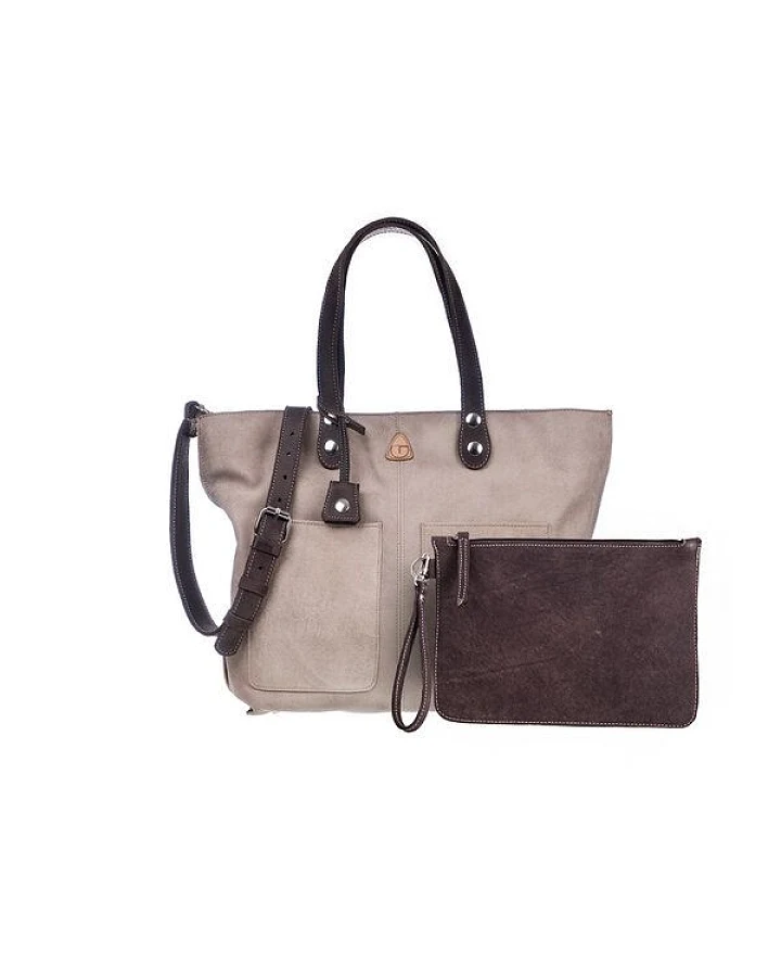 Ritagli di G Damen Große Einkaufstasche LORY Leder 100% Made In Italy - Creme