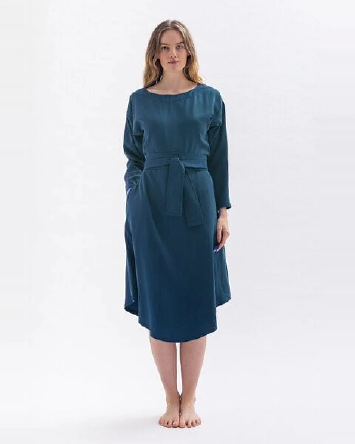 Studio Hertzberg Lockeres Kleid *DIA-NAA* aus 100% Tencel in blau petrolgrün oder bordeaux