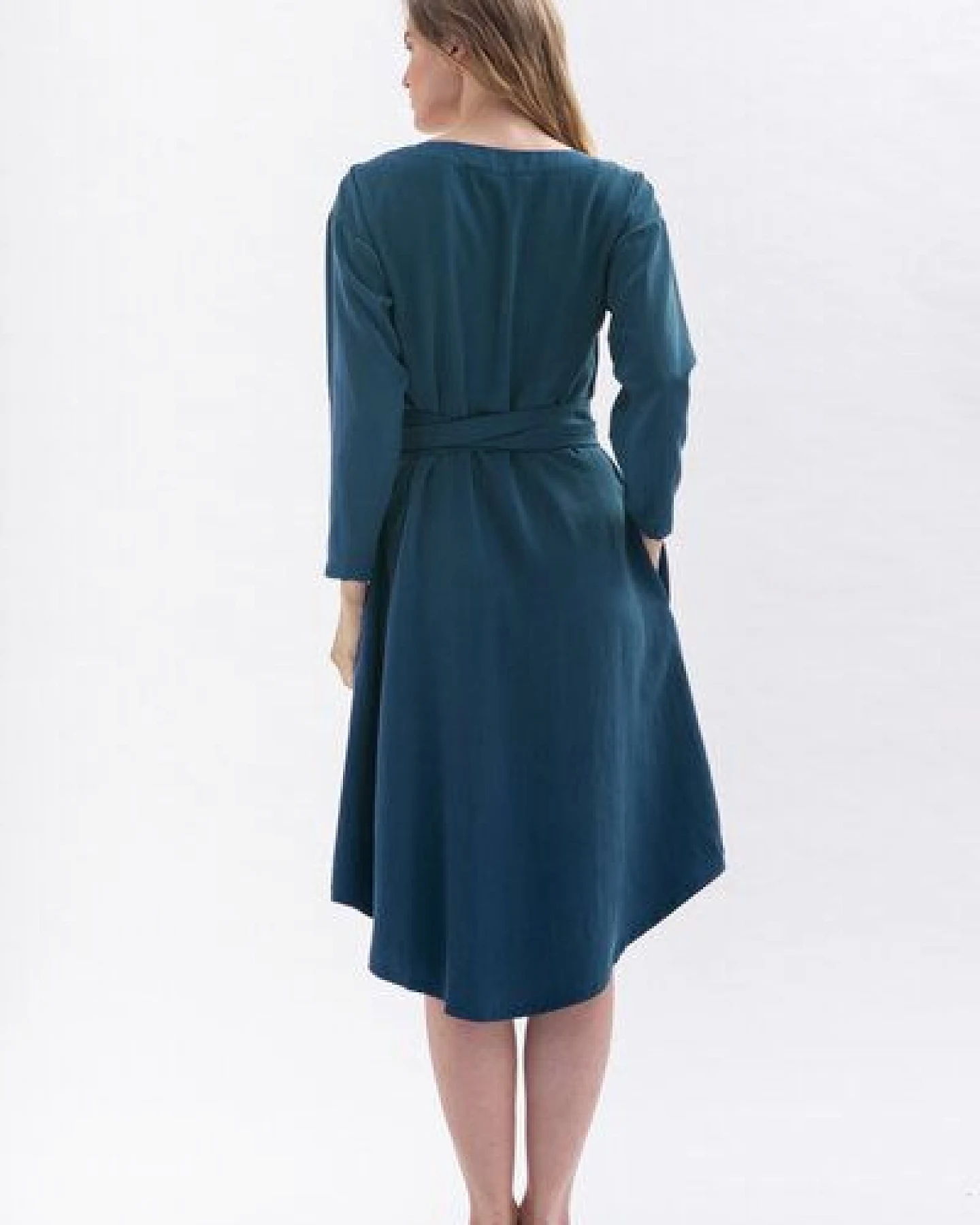 Studio Hertzberg Lockeres Kleid *DIA-NAA* aus 100% Tencel in blau petrolgrün oder bordeaux – Ansicht 3