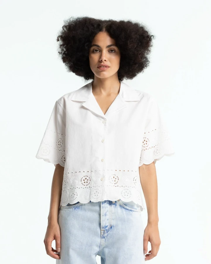 Kings of Indigo Damen vegan Bluse Ryanna Weiß