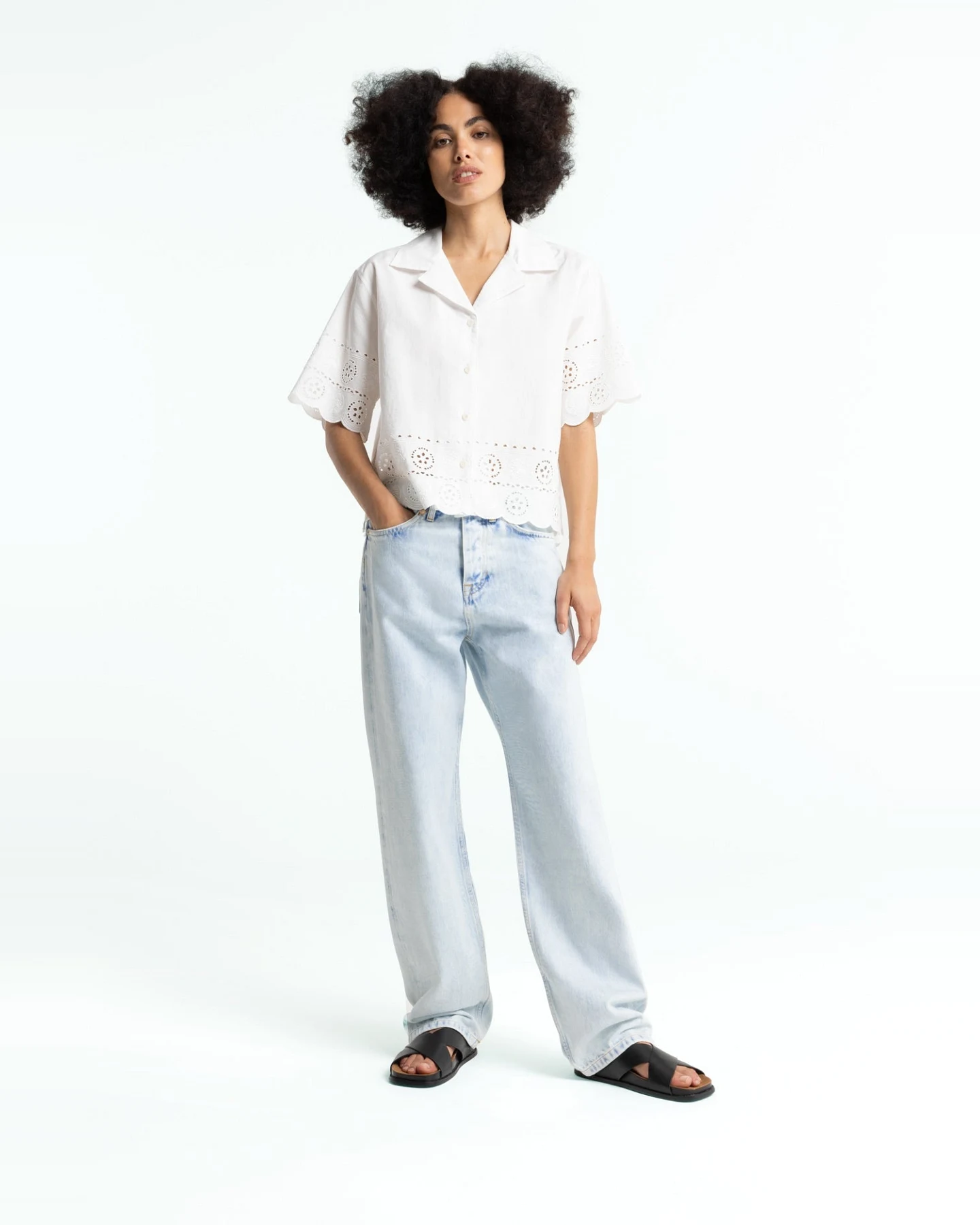 Kings of Indigo Damen vegan Bluse Ryanna Weiß – Ansicht 2