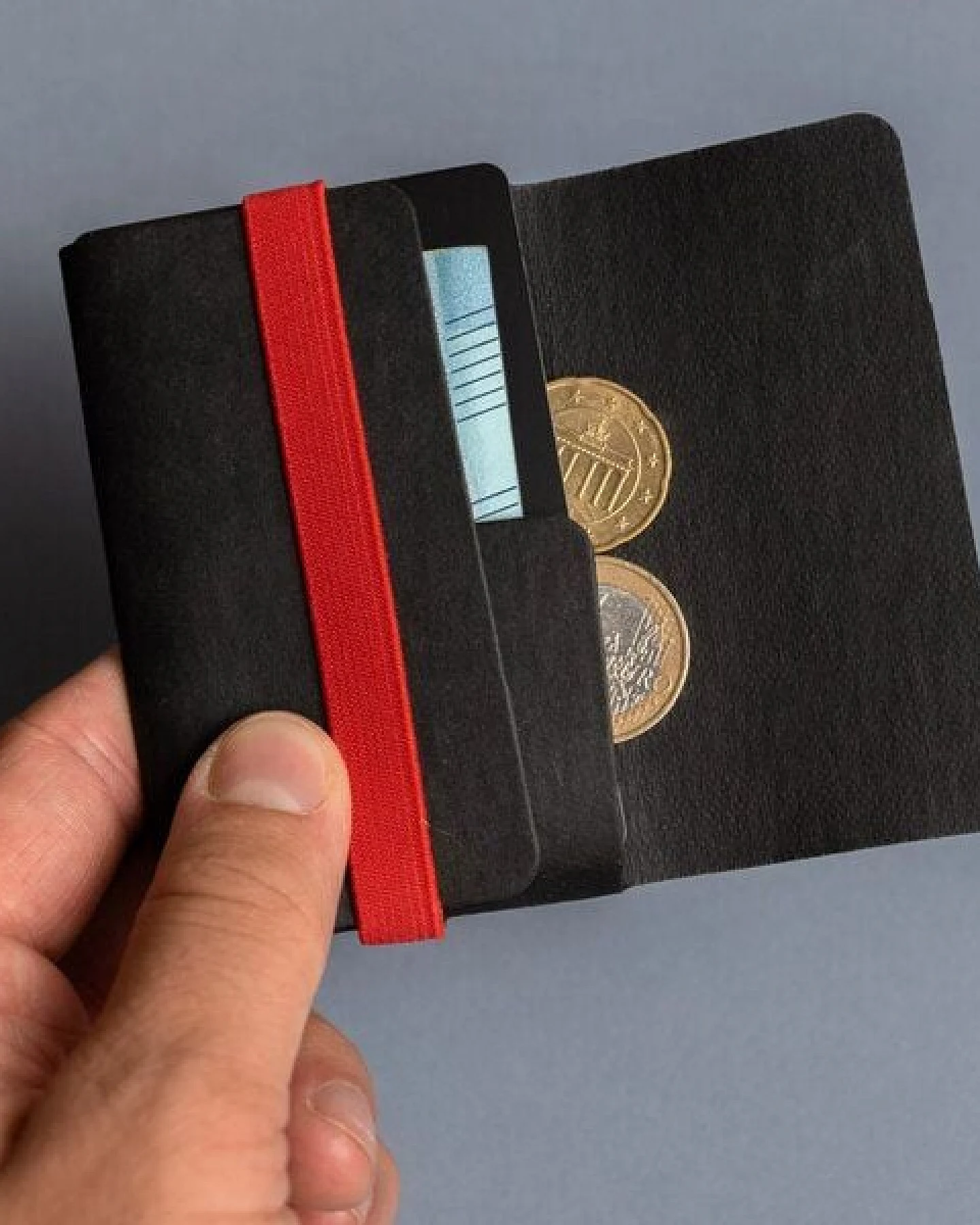 ANDERS & KOMISCH Minimalistisches Karten Portemonnaie mit Münzfach - A&K TINY Wallet Schwarz – Ansicht 4