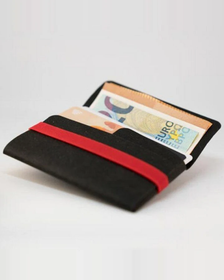 ANDERS & KOMISCH Minimalistisches Karten Portemonnaie mit Münzfach - A&K TINY Wallet Schwarz