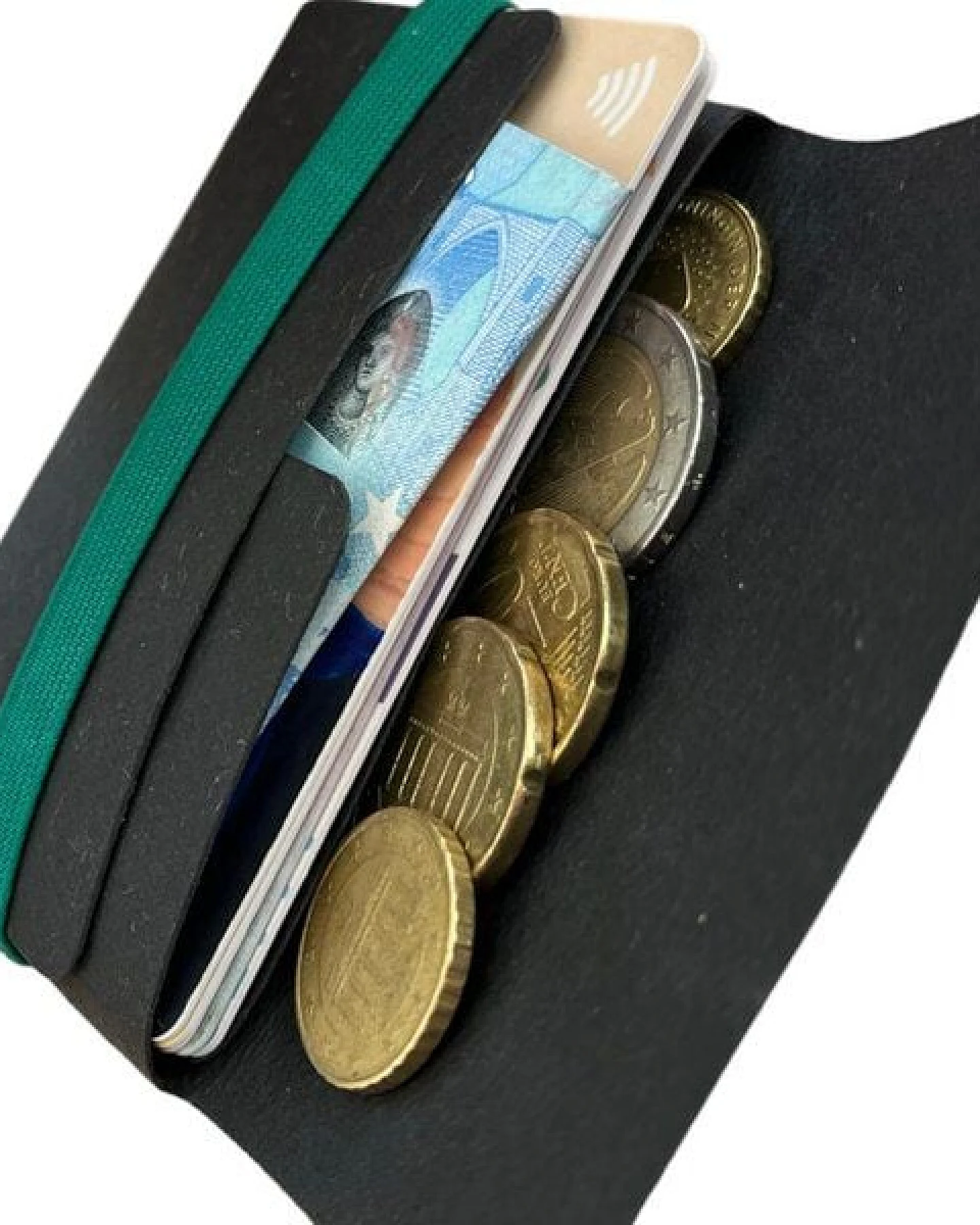 ANDERS & KOMISCH Minimalistisches Karten Portemonnaie mit Münzfach - A&K TINY Wallet Schwarz – Ansicht 4