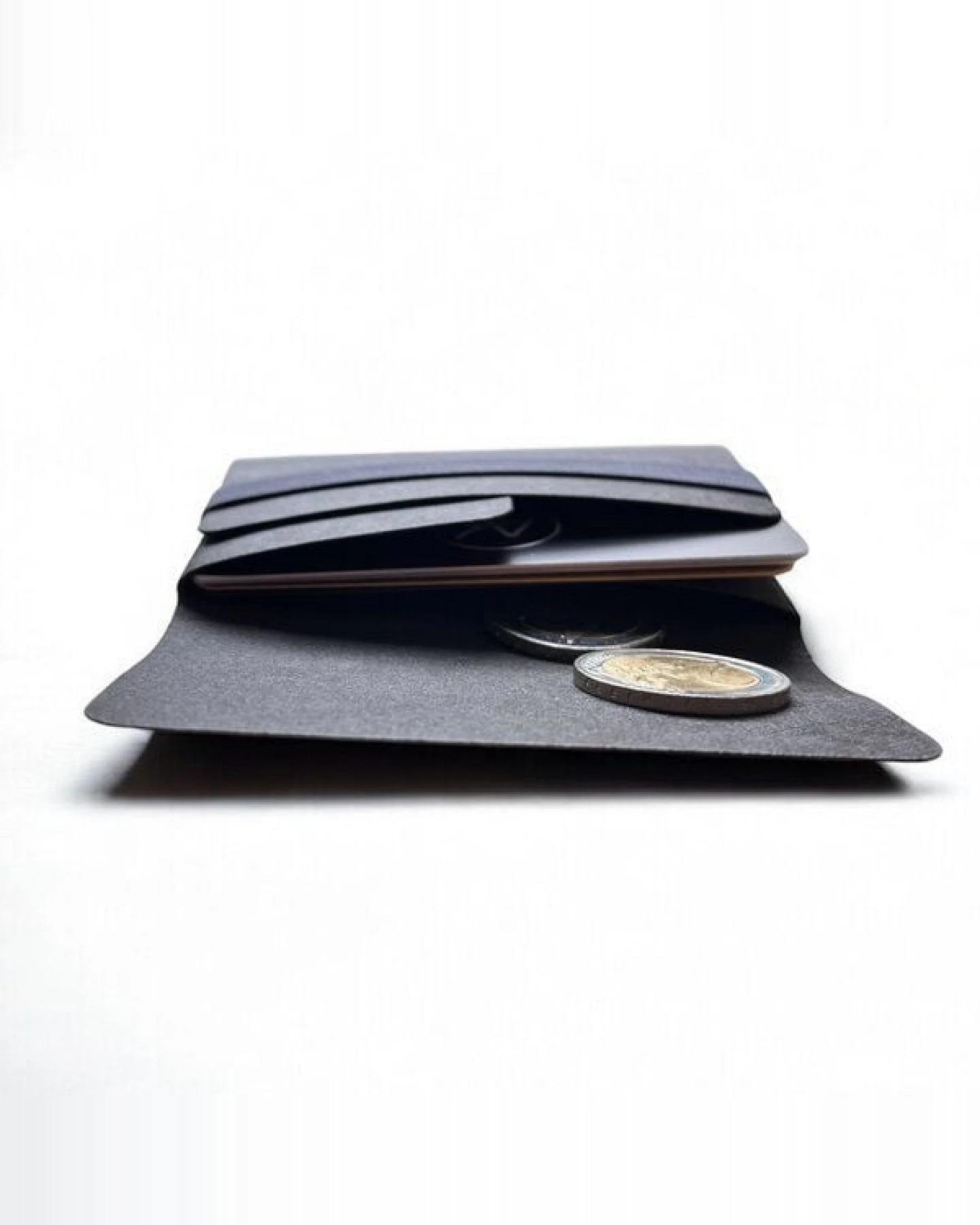ANDERS & KOMISCH Minimalistisches Karten Portemonnaie mit Münzfach - A&K TINY Wallet Schwarz – Ansicht 4