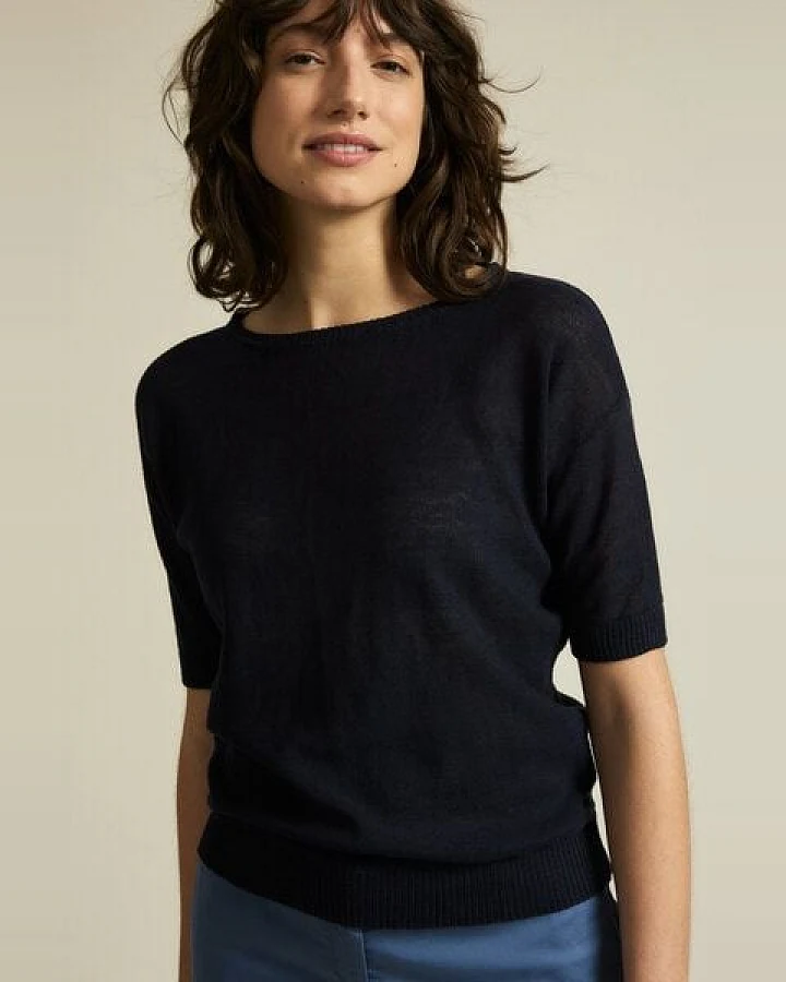 LANIUS Kurzarmpullover aus Hanf