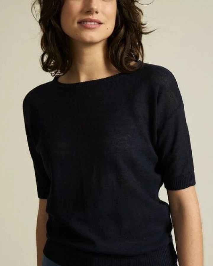 LANIUS Kurzarmpullover aus Hanf