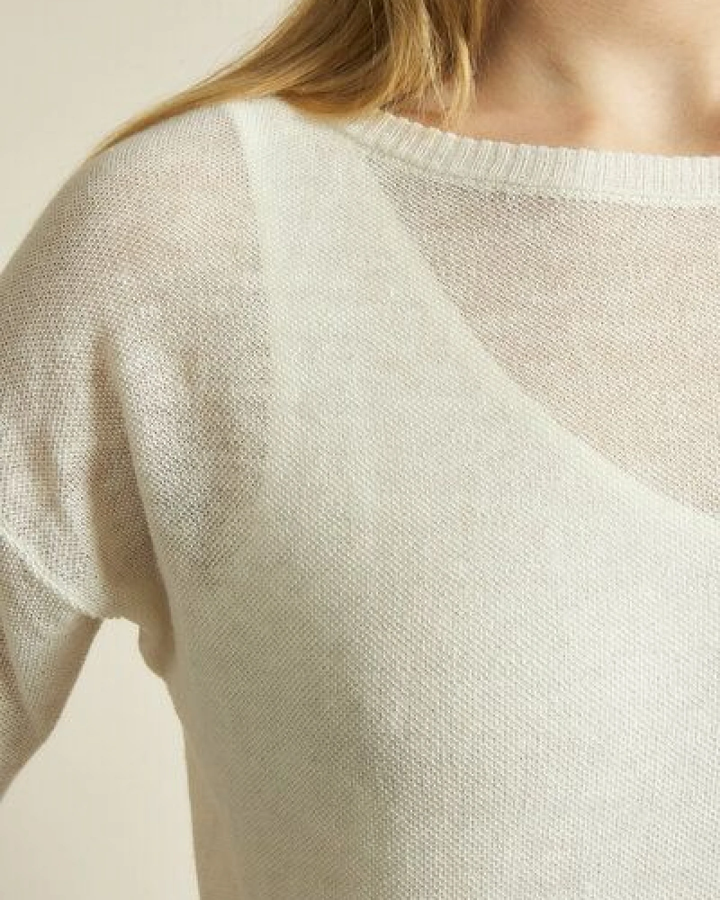 LANIUS Kurzarmpullover aus Hanf – Ansicht 3
