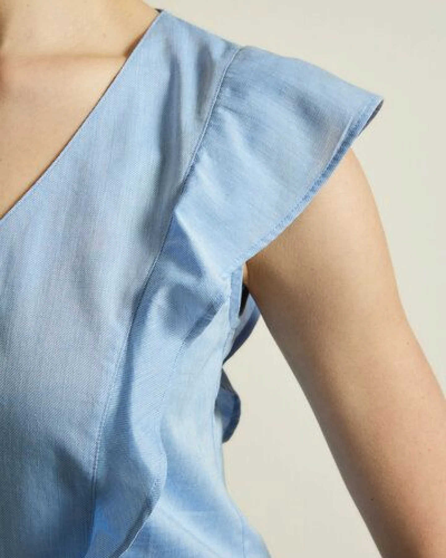 LANIUS Chambray Blusentop GOTS aus Bio-Baumwolle – Ansicht 3