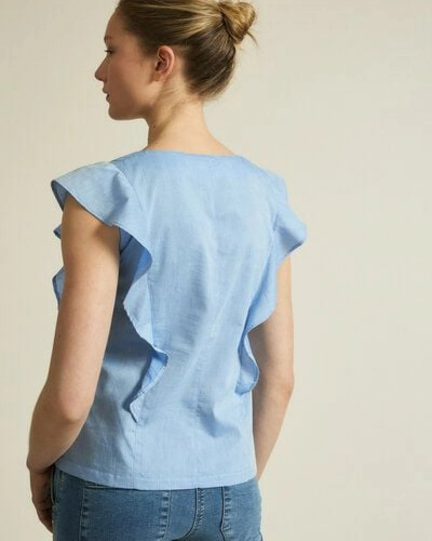 LANIUS Chambray Blusentop GOTS aus Bio-Baumwolle – Ansicht 4