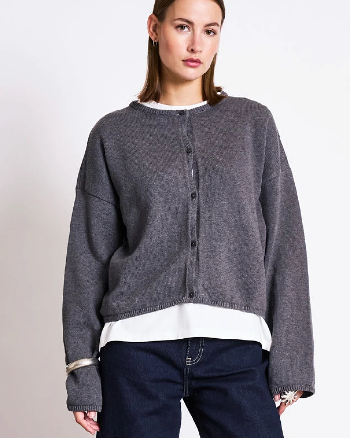 JAN 'N JUNE Damen vegan Strickjacke Light Asas Dunkelgrau