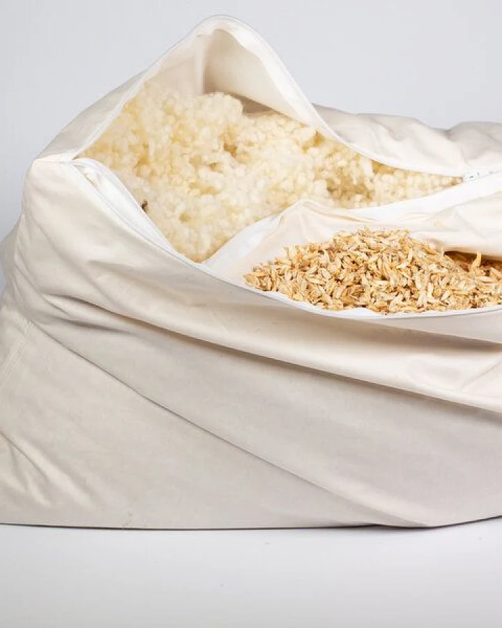 nahtur-design Kopfkissen 2-Kammer-Kissen mit Dinkelspelz und Wollkügelchen, Kombikissen, Nackenkissen