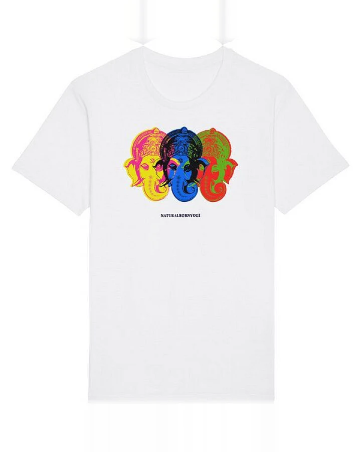 Natural Born Yogi Yoga T-Shirt organic - Ganesha Pop weiß