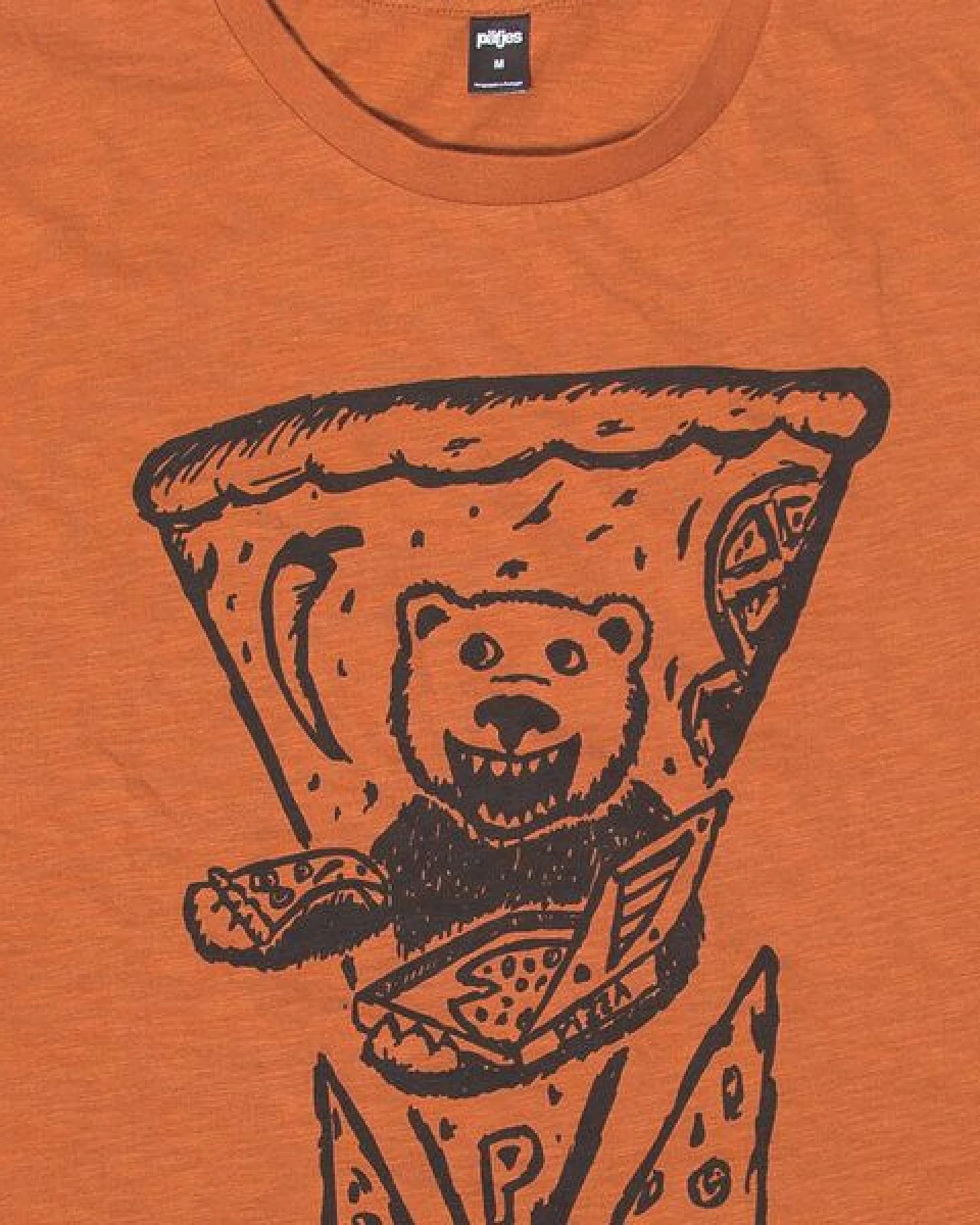 Peppo Pizza Bär - päfjes Männer T-Shirt - Fair gehandelt aus Baumwolle (Bio) Slub - Orange – Ansicht 2