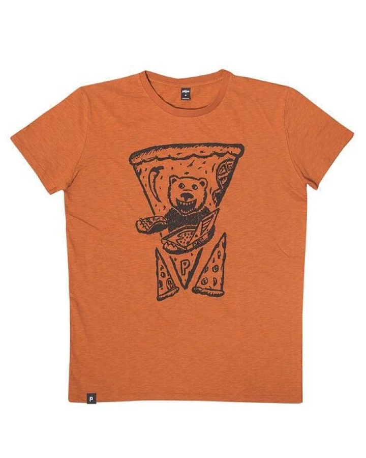 Peppo Pizza Bär - päfjes Männer T-Shirt - Fair gehandelt aus Baumwolle (Bio) Slub - Orange