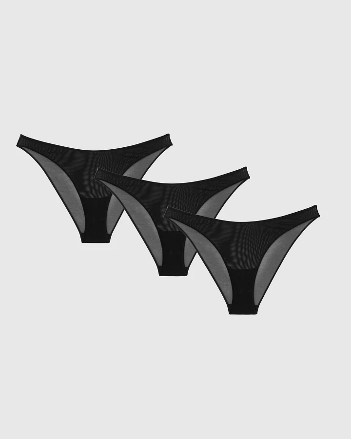 Understatement Damen vegan Multipack 3x Bikini Slips Mesh Schwarz
