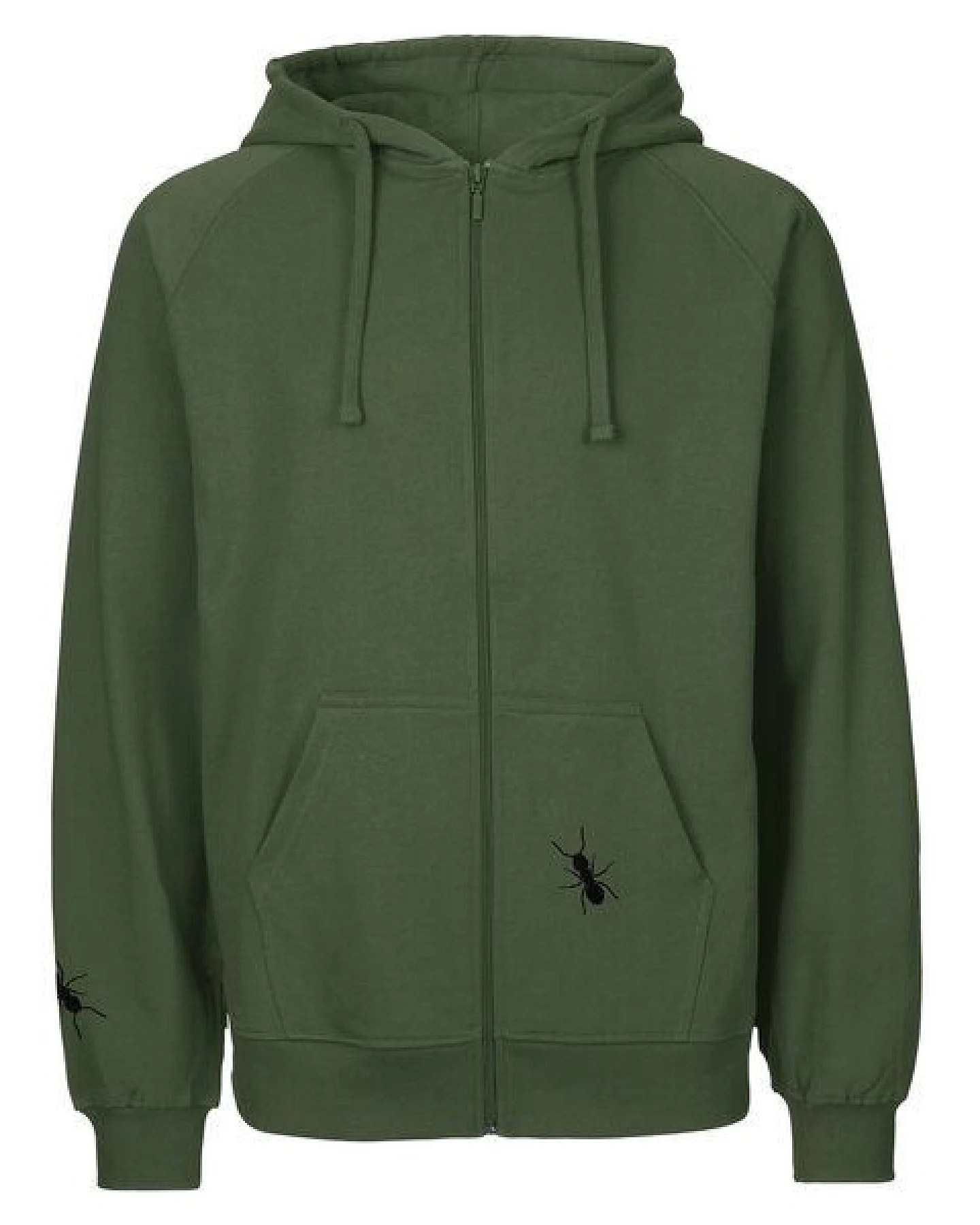 HANDGEDRUCKT "Ameisen" Männer Zip-HOODY aus reiner Biobaumwolle (kbA) – Ansicht 2