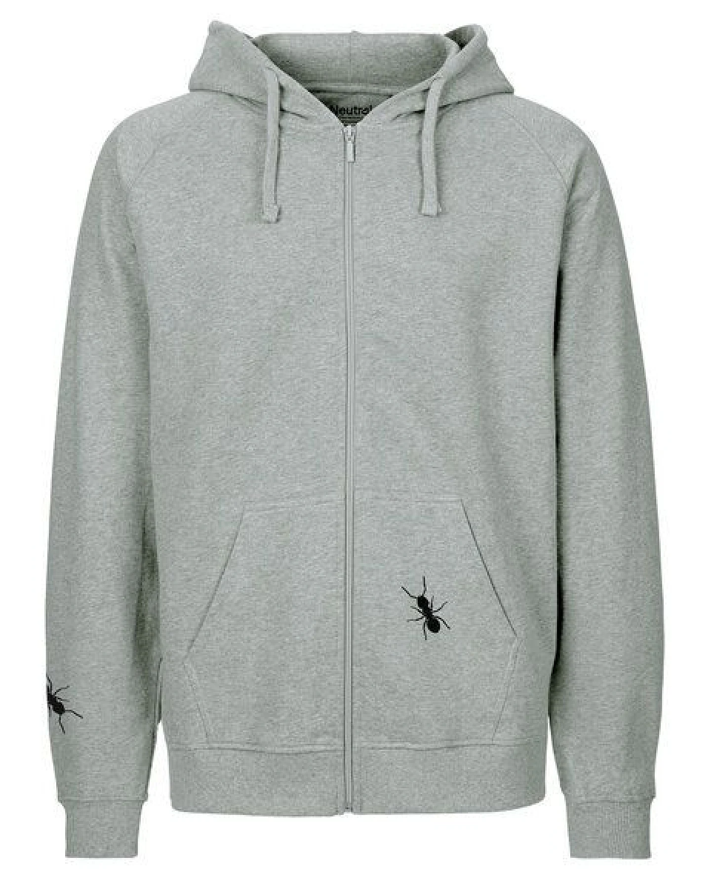 HANDGEDRUCKT "Ameisen" Männer Zip-HOODY aus reiner Biobaumwolle (kbA) – Ansicht 2