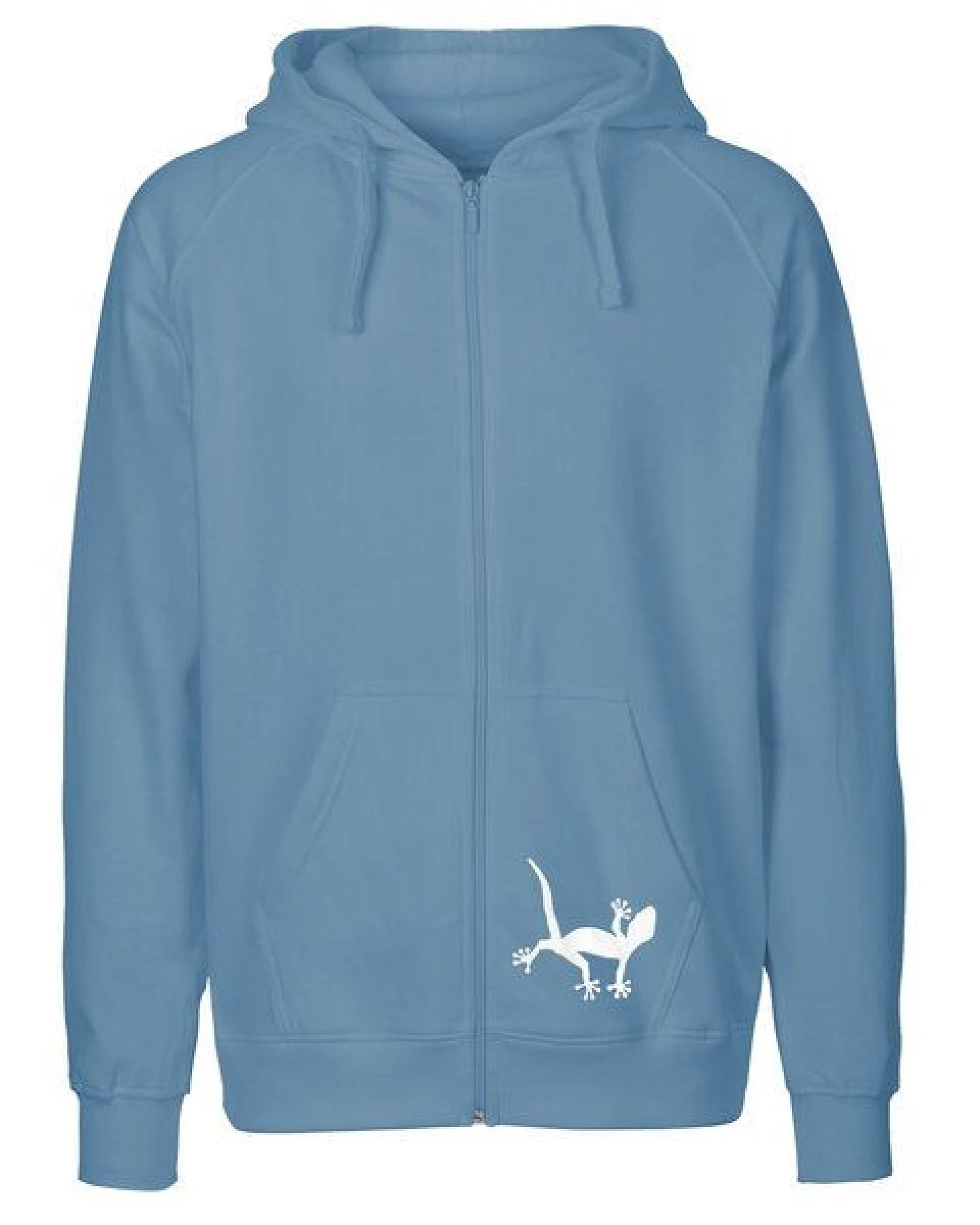 HANDGEDRUCKT "Geckos" Männer Zip-HOODY aus reiner Biobaumwolle (kbA) – Ansicht 2