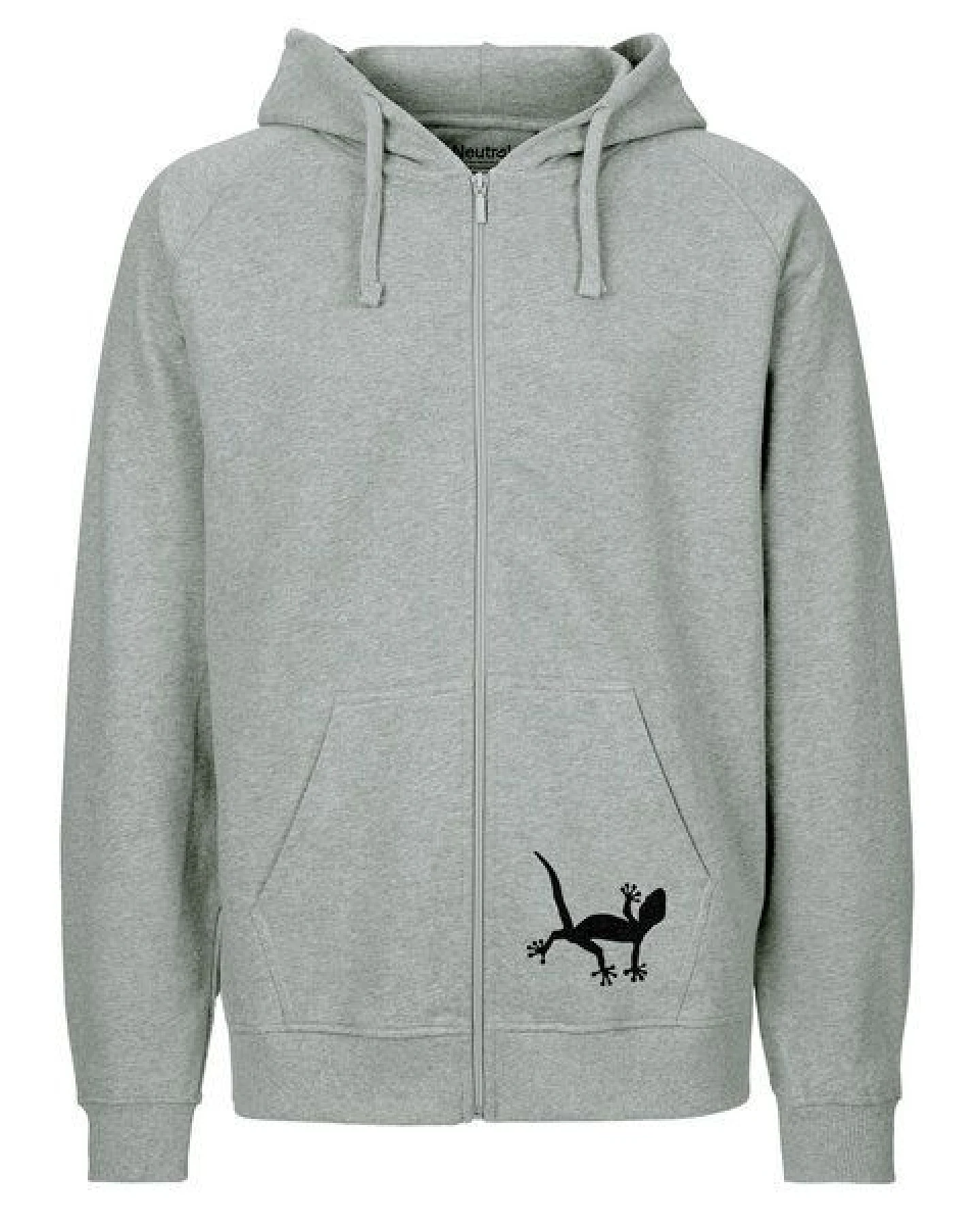 HANDGEDRUCKT "Geckos" Männer Zip-HOODY aus reiner Biobaumwolle (kbA) – Ansicht 2