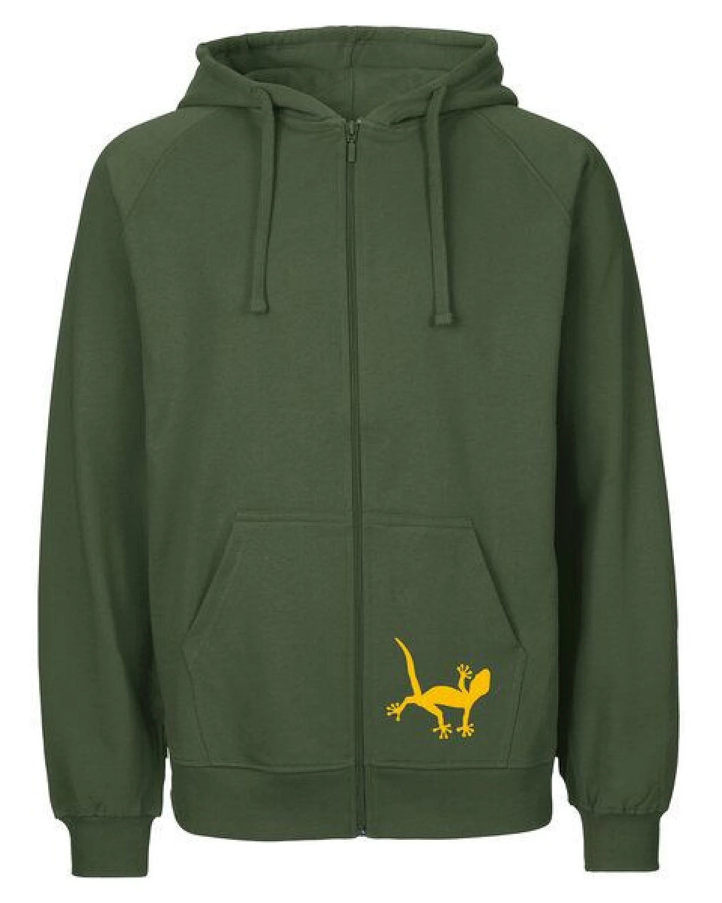 HANDGEDRUCKT "Geckos" Männer Zip-HOODY aus reiner Biobaumwolle (kbA) – Ansicht 2