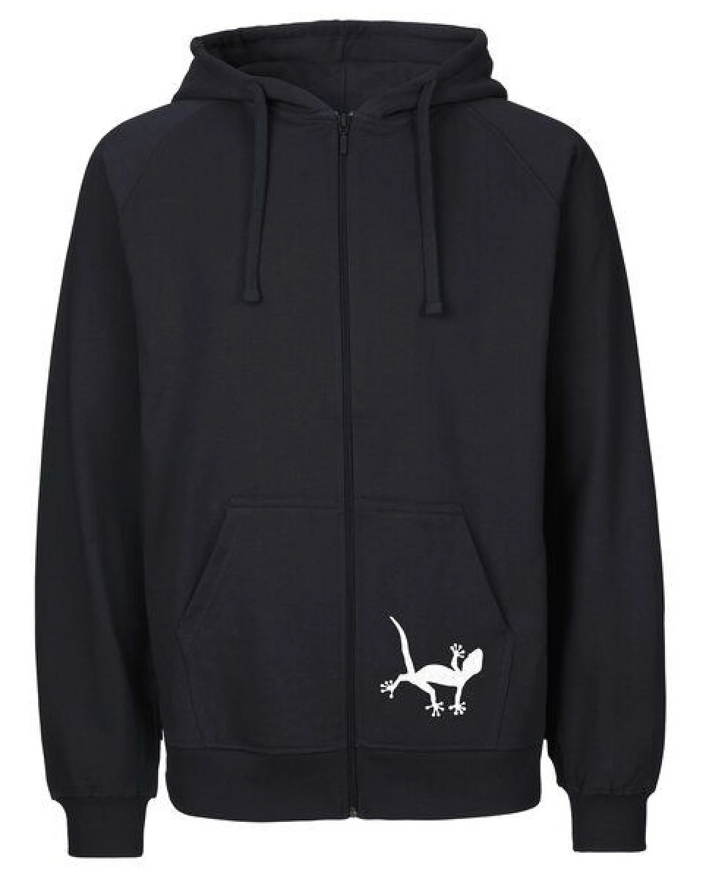 HANDGEDRUCKT "Geckos" Männer Zip-HOODY aus reiner Biobaumwolle (kbA) – Ansicht 2