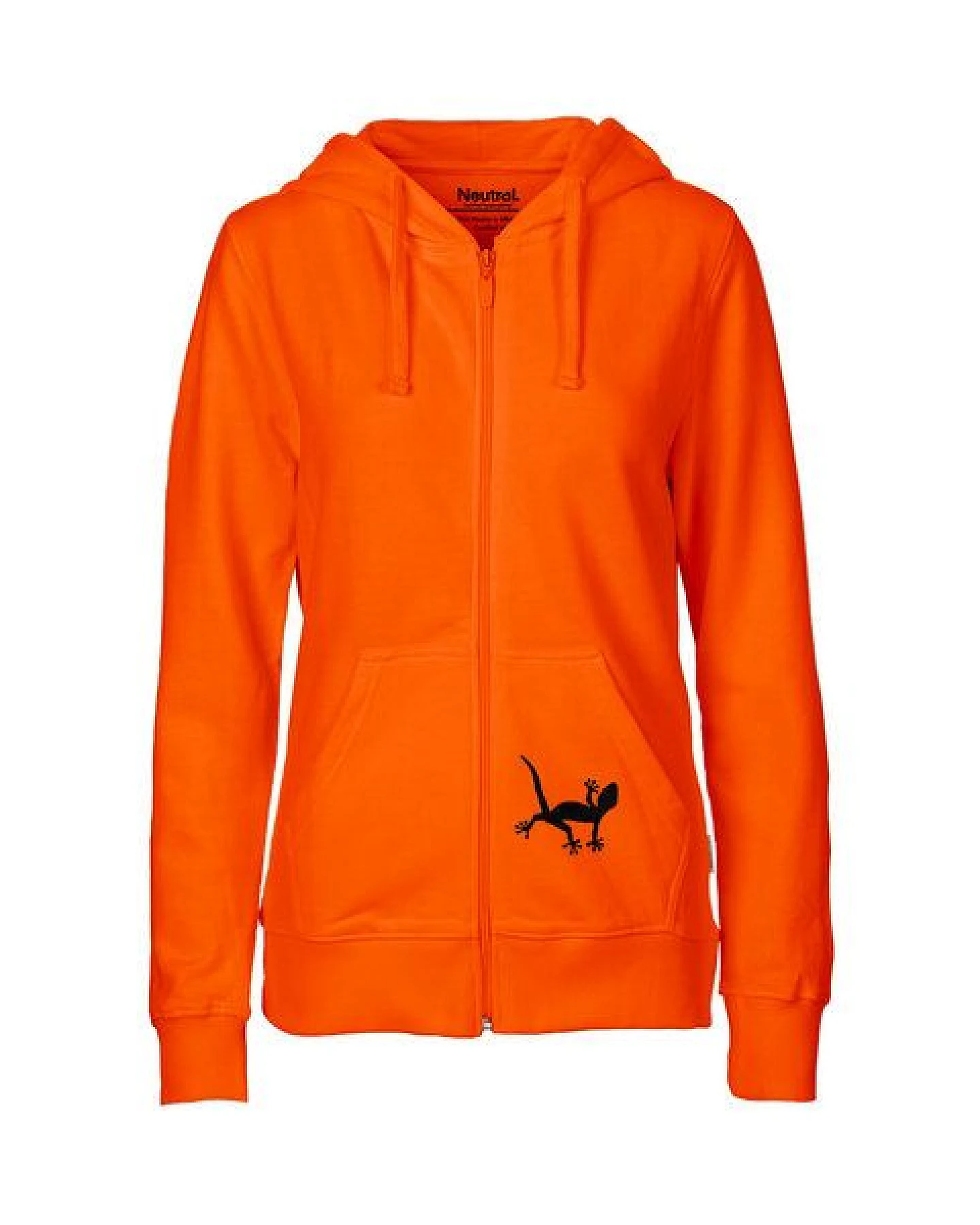 HANDGEDRUCKT "Geckos" Frauen Zip-HOODY aus reiner Biobaumwolle (kbA) – Ansicht 2