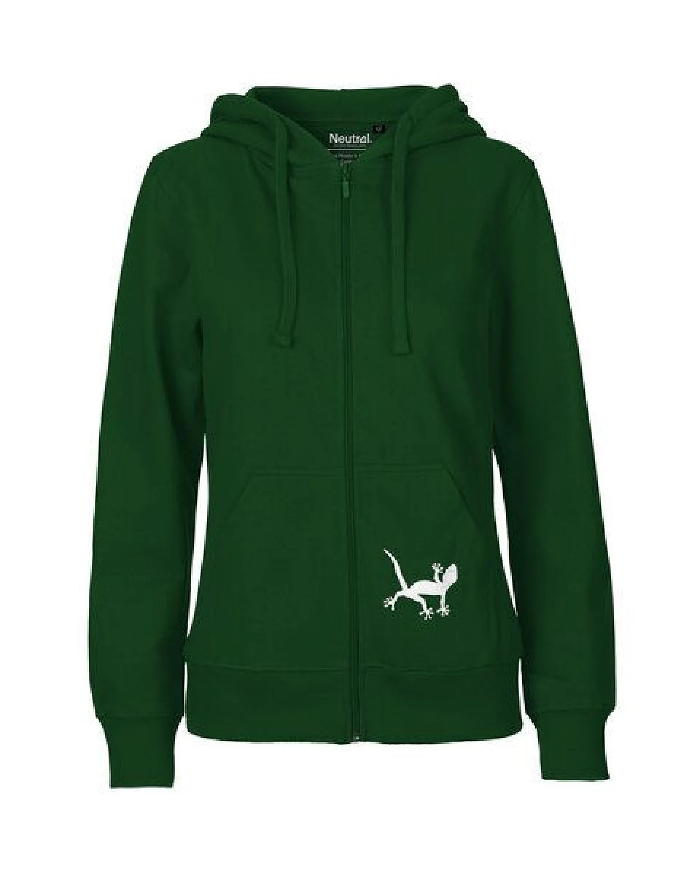 HANDGEDRUCKT "Geckos" Frauen Zip-HOODY aus reiner Biobaumwolle (kbA) – Ansicht 2