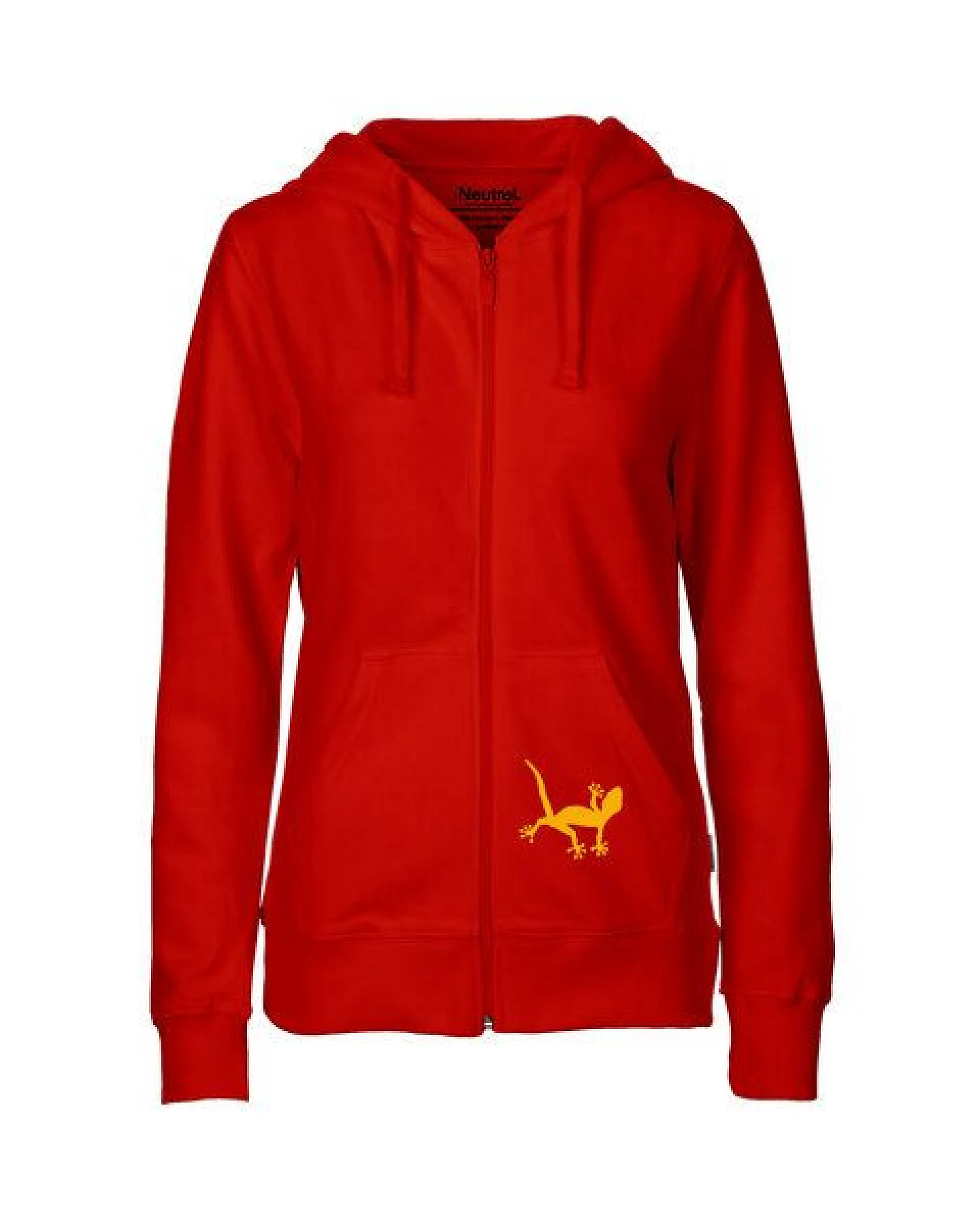 HANDGEDRUCKT "Geckos" Frauen Zip-HOODY aus reiner Biobaumwolle (kbA) – Ansicht 2