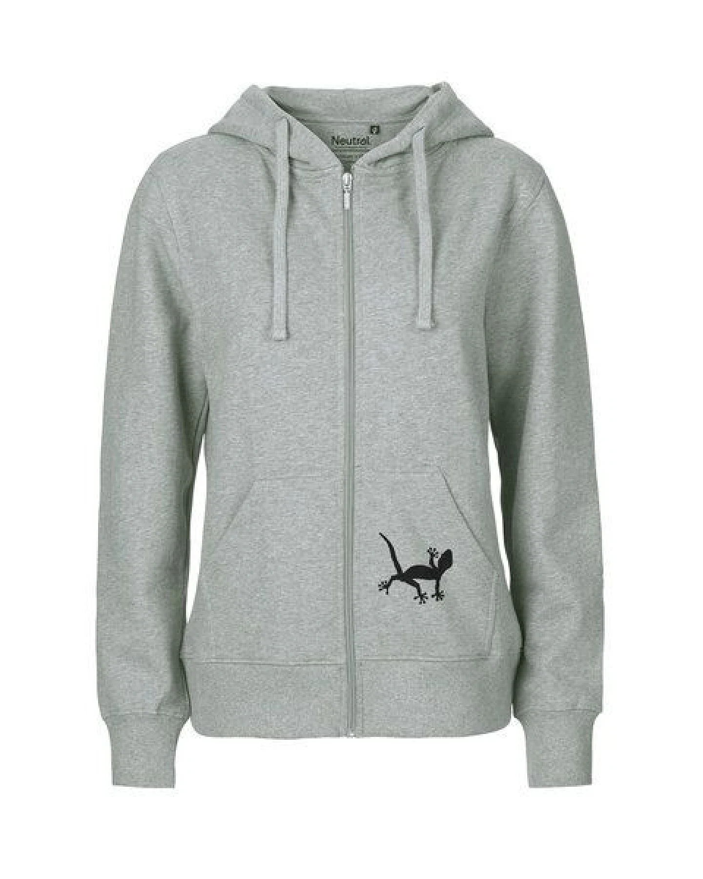 HANDGEDRUCKT "Geckos" Frauen Zip-HOODY aus reiner Biobaumwolle (kbA) – Ansicht 2