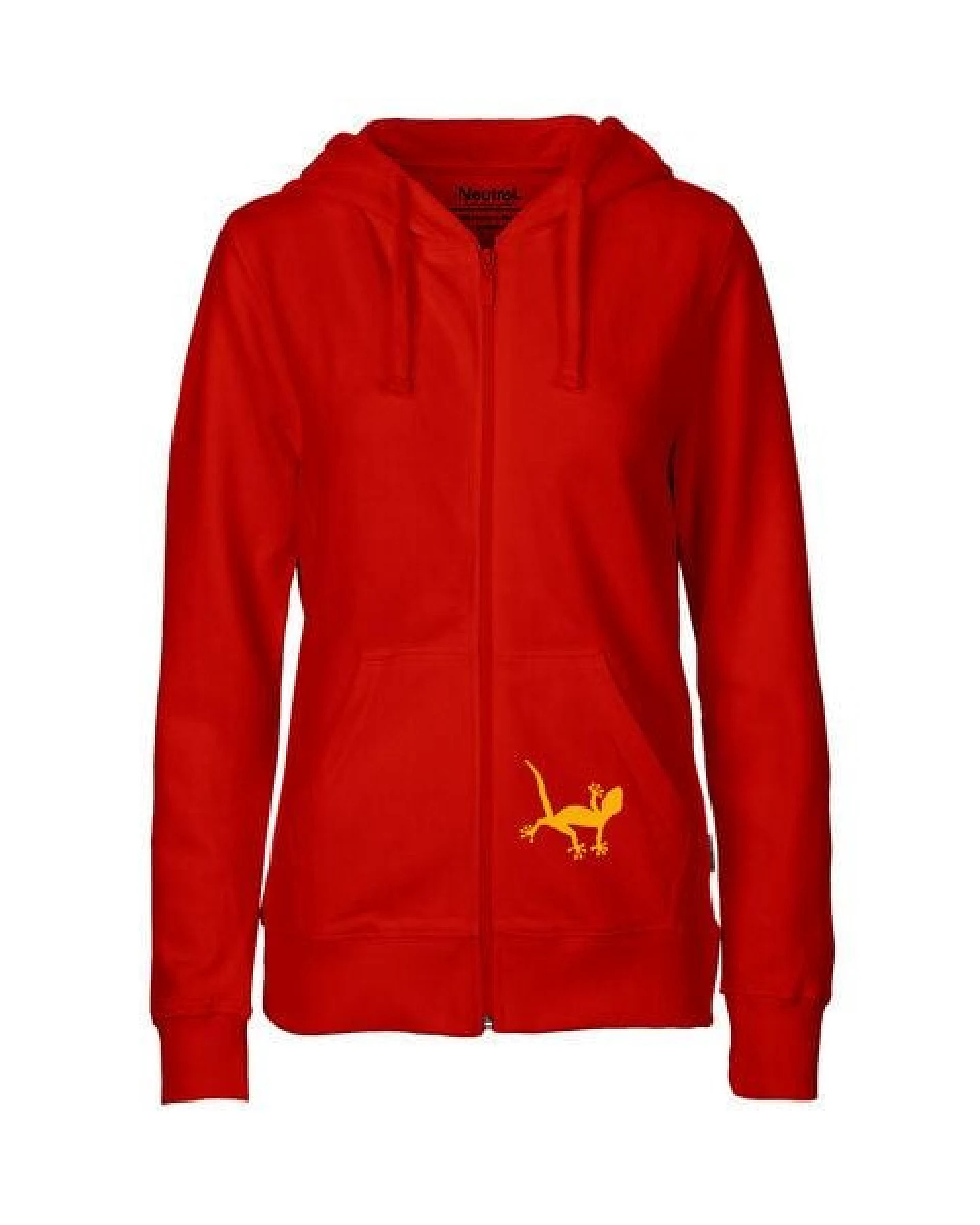 HANDGEDRUCKT "Geckos" Frauen Zip-HOODY aus reiner Biobaumwolle (kbA) – Ansicht 2