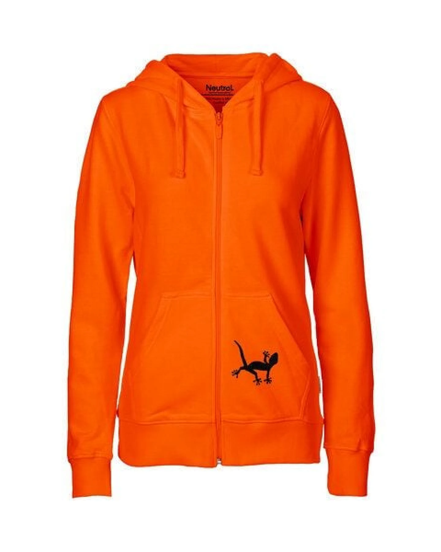 HANDGEDRUCKT "Geckos" Frauen Zip-HOODY aus reiner Biobaumwolle (kbA) – Ansicht 2