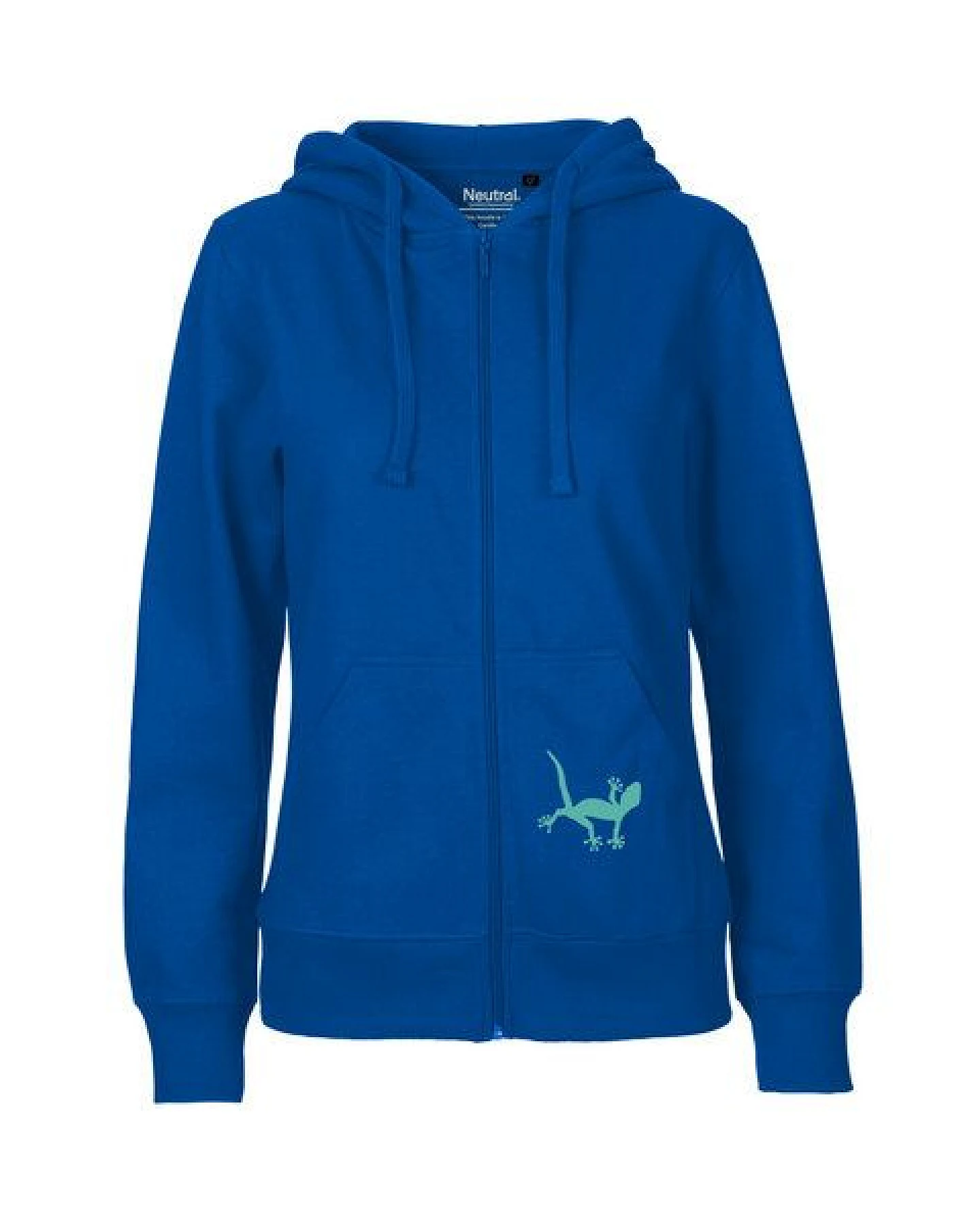 HANDGEDRUCKT "Geckos" Frauen Zip-HOODY aus reiner Biobaumwolle (kbA) – Ansicht 2